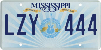 MS license plate LZY444