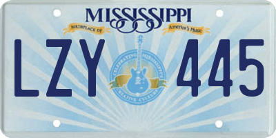 MS license plate LZY445