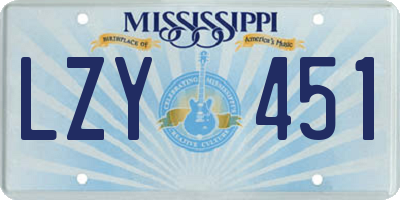 MS license plate LZY451