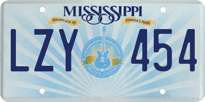 MS license plate LZY454
