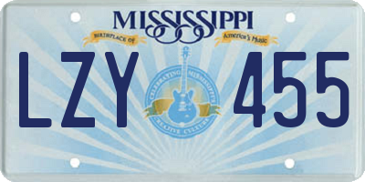 MS license plate LZY455