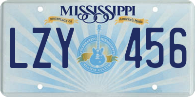 MS license plate LZY456