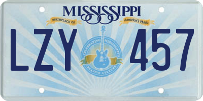 MS license plate LZY457