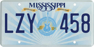 MS license plate LZY458