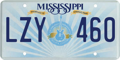 MS license plate LZY460