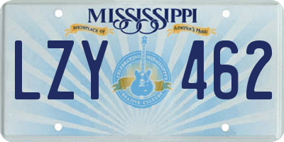 MS license plate LZY462