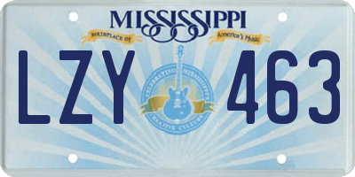 MS license plate LZY463