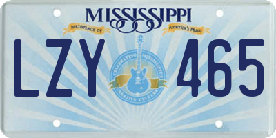 MS license plate LZY465