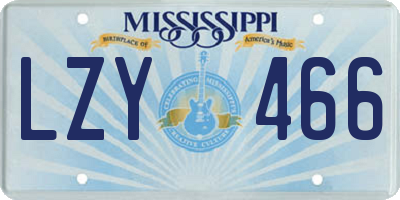 MS license plate LZY466