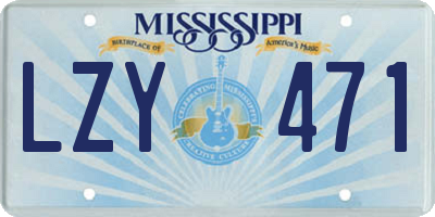 MS license plate LZY471
