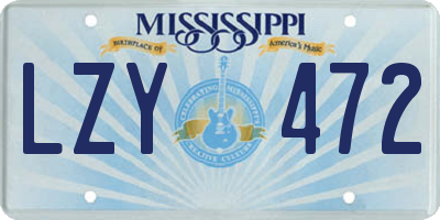 MS license plate LZY472