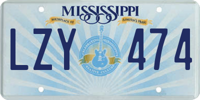 MS license plate LZY474