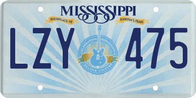 MS license plate LZY475