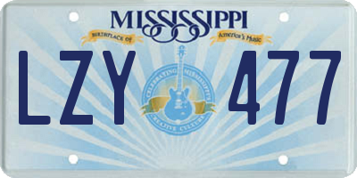 MS license plate LZY477