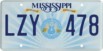 MS license plate LZY478