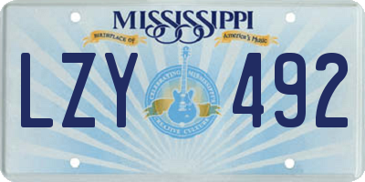 MS license plate LZY492