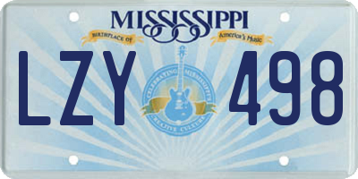 MS license plate LZY498