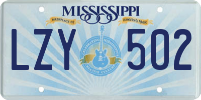 MS license plate LZY502