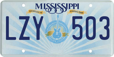 MS license plate LZY503