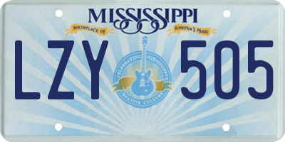 MS license plate LZY505