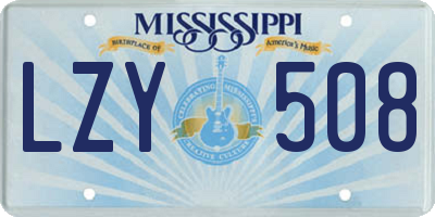 MS license plate LZY508