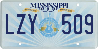 MS license plate LZY509
