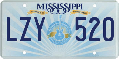 MS license plate LZY520