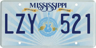 MS license plate LZY521