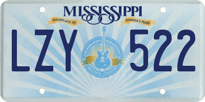 MS license plate LZY522