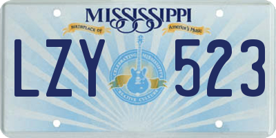 MS license plate LZY523
