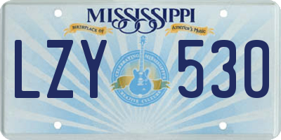 MS license plate LZY530