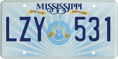 MS license plate LZY531