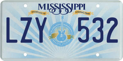 MS license plate LZY532