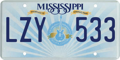 MS license plate LZY533