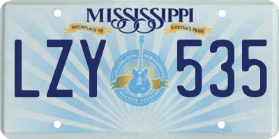 MS license plate LZY535