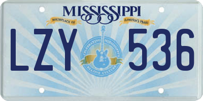 MS license plate LZY536