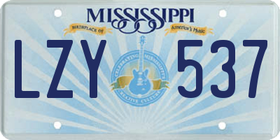 MS license plate LZY537