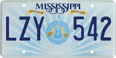 MS license plate LZY542