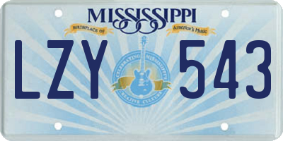 MS license plate LZY543