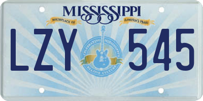 MS license plate LZY545