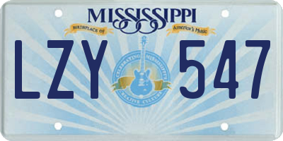 MS license plate LZY547