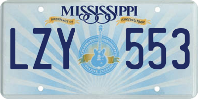MS license plate LZY553