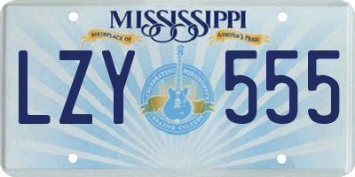 MS license plate LZY555