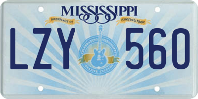 MS license plate LZY560