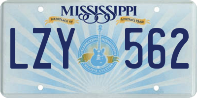 MS license plate LZY562
