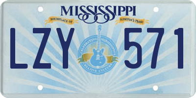 MS license plate LZY571