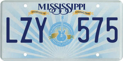 MS license plate LZY575