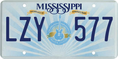 MS license plate LZY577