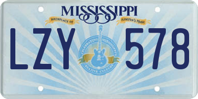 MS license plate LZY578