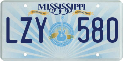 MS license plate LZY580